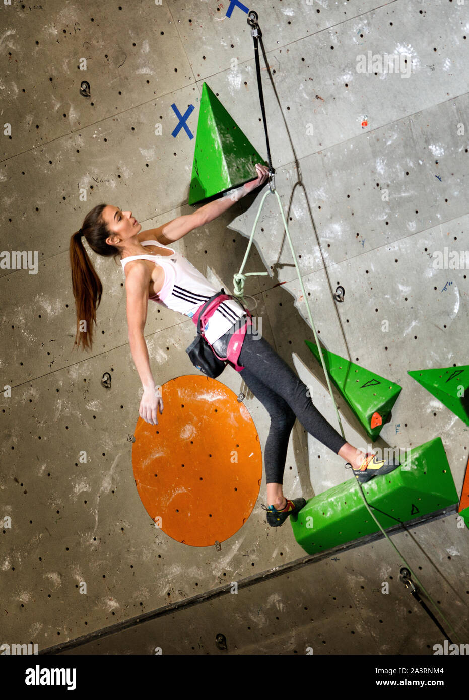 Lucka Rakovec of Slovenia competes in the Lead climbing womans Final on