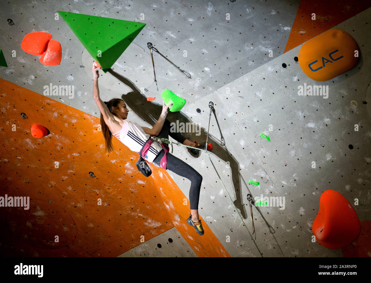 Lucka Rakovec of Slovenia competes in the Lead climbing womans Final on