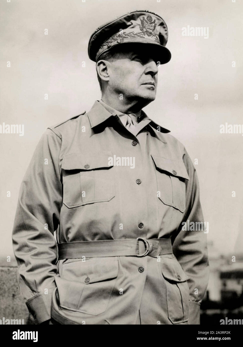 General of the Army Douglas MacArthur (1880 – 1964) was an American five-star general and Field Marshal of the Philippine Army. He was Chief of Staff Stock Photo