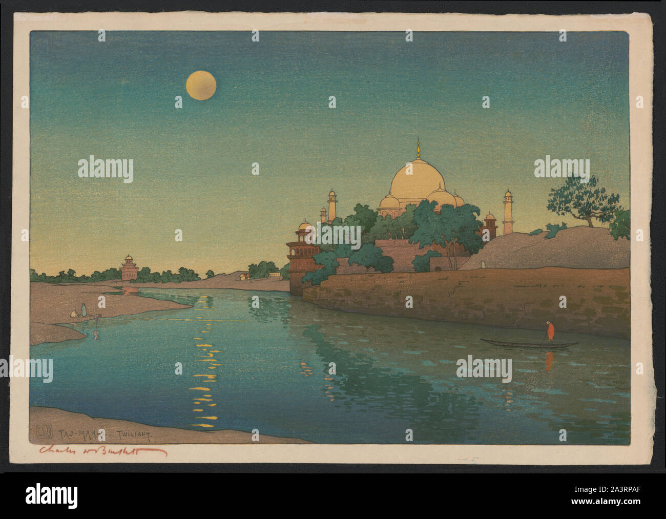 Taj-Mahal, twilight / CWB [monogram]  Charles W. Bartlett. Stock Photo