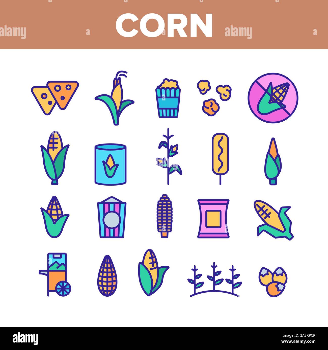 Corn Food Color Elements Icons Set Vector Stock Vector Image & Art - Alamy
