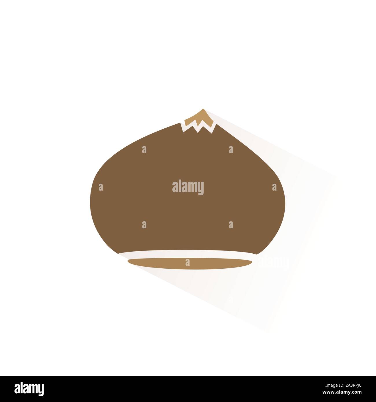 Chestnut color icon with shadow. Flat vector illustration Stock Vector