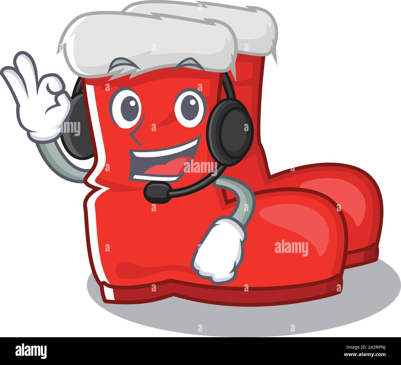 With headphone santa boots with the cartoon shape Stock Vector Image