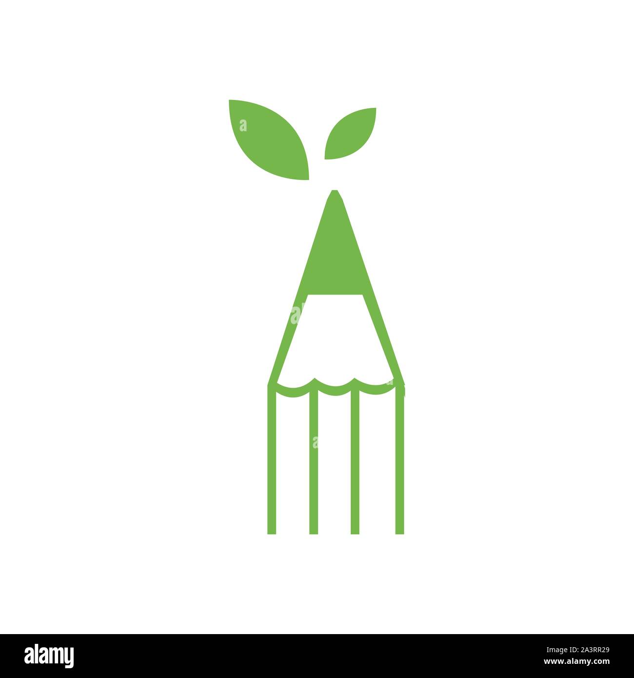 nature eco Pencil Logo Icon Vector Template Illustration Design Stock Vector