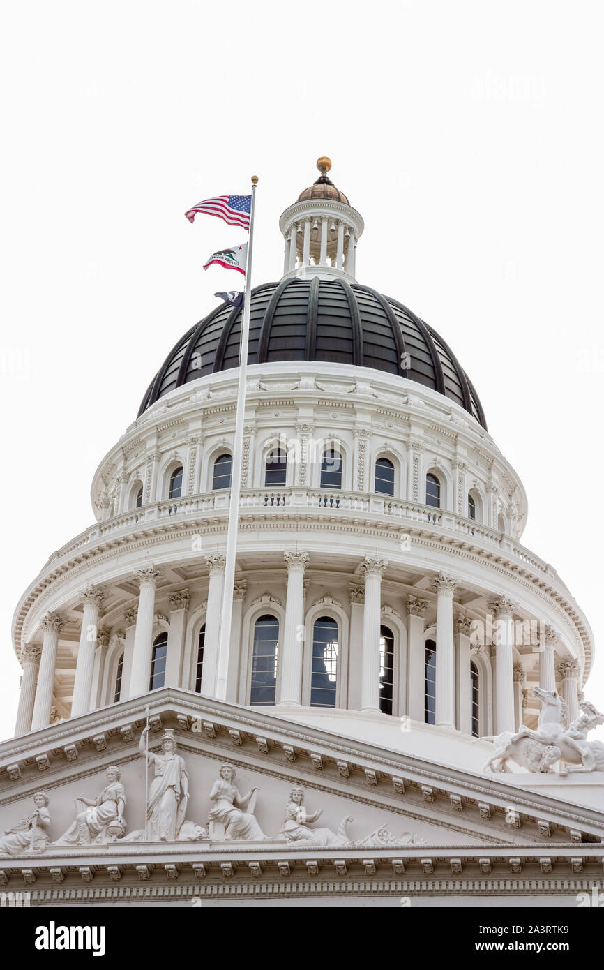 Dome/Capitola of the California State Capital Building in Sacramento, California. USA Stock Photo
