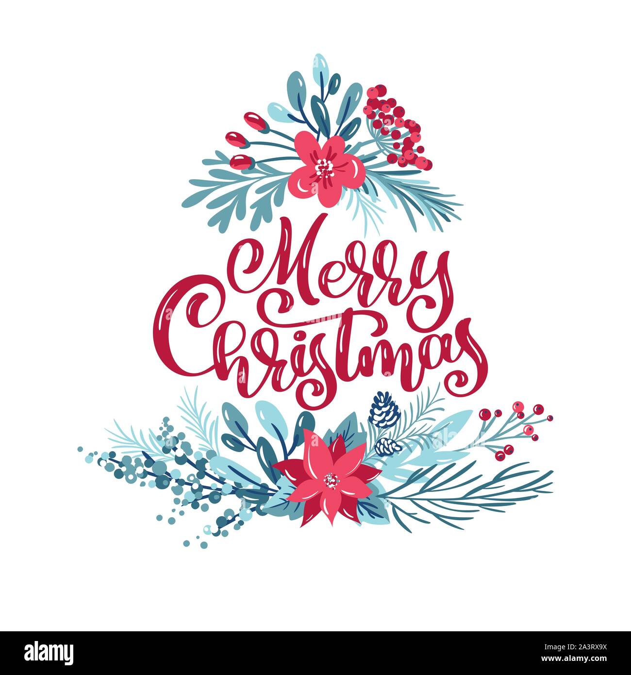 Merry Christmas calligraphic lettering hand written vector text ...