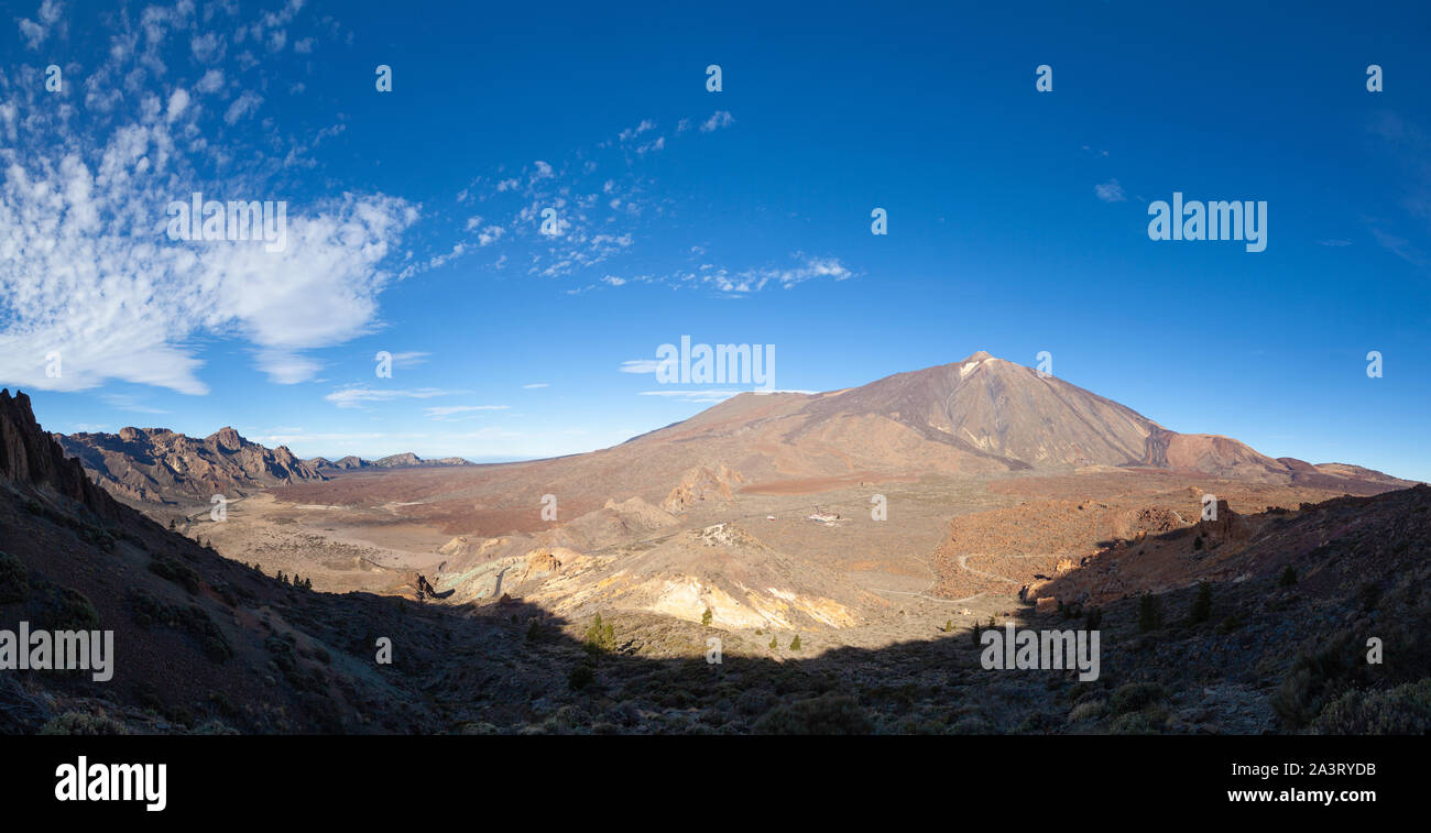 The crater of Mount Teide seen from Mount Guajara, Teide National Park, Tenerife Island, Spain. Stock Photo