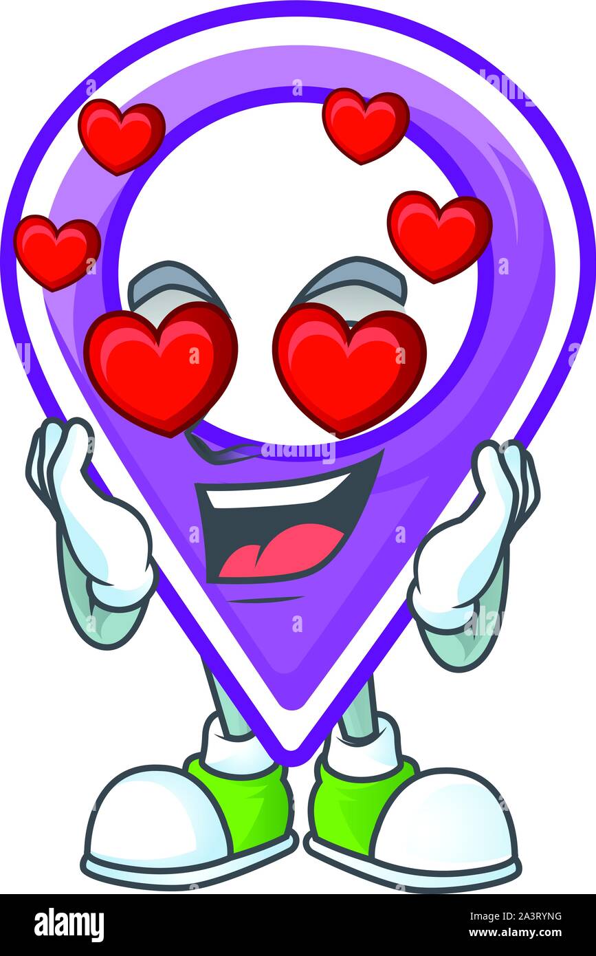 In love pin location cartoon character with mascot Stock Vector Image