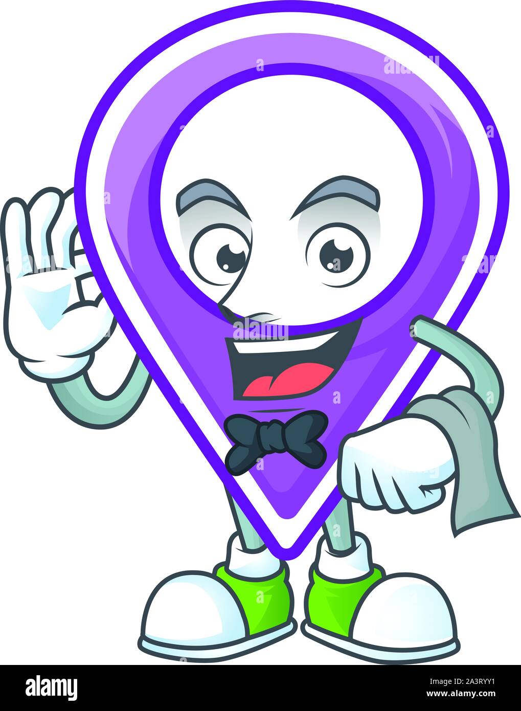 Waiter Pin Location Cartoon Character With Mascot Stock Vector Image Waiter Pin Location Cartoon Character With Mascot Stock Vector Image