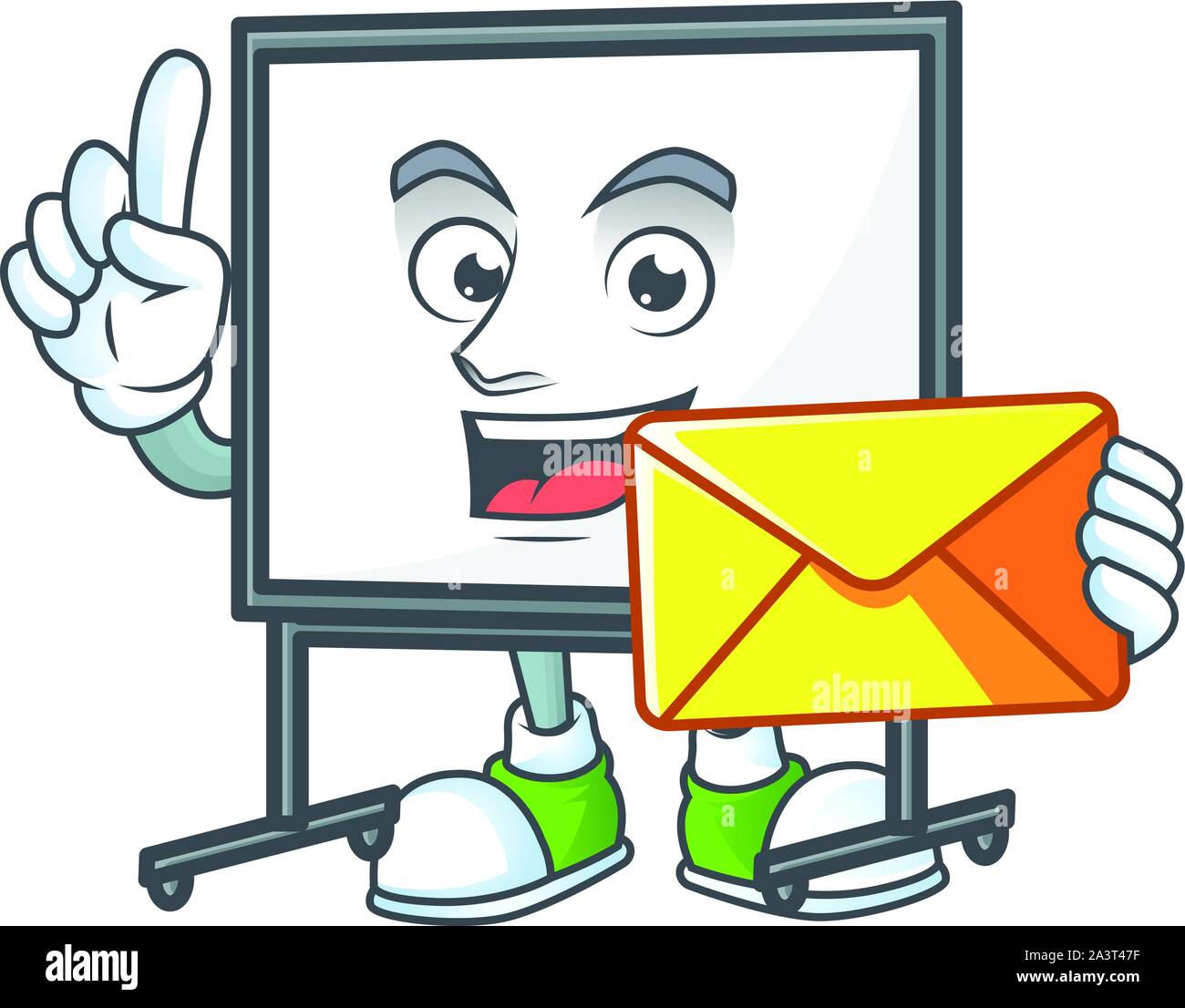 With envelope white board in the character mascot Stock Vector