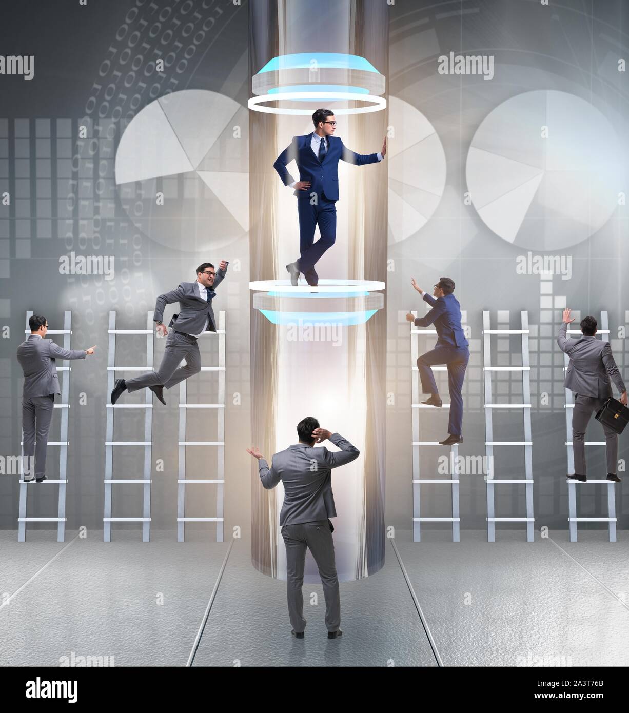 The businessmen in accelerated and fast promotion concept Stock Photo ...