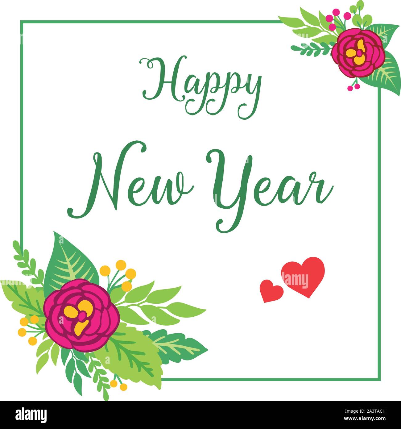 Wallpaper of pink rose flower frame with design banner happy new year ...
