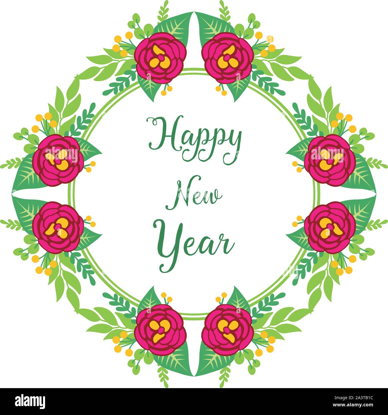 Wallpaper of pink rose flower frame with design banner happy new year ...