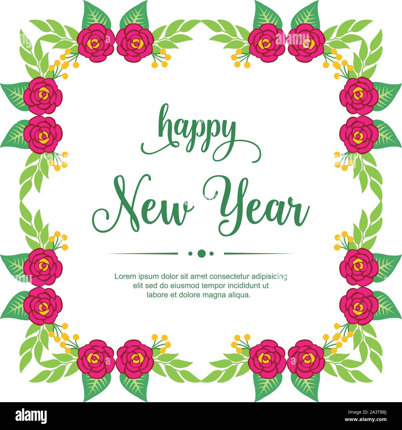 Wallpaper of pink rose flower frame with design banner happy new year ...