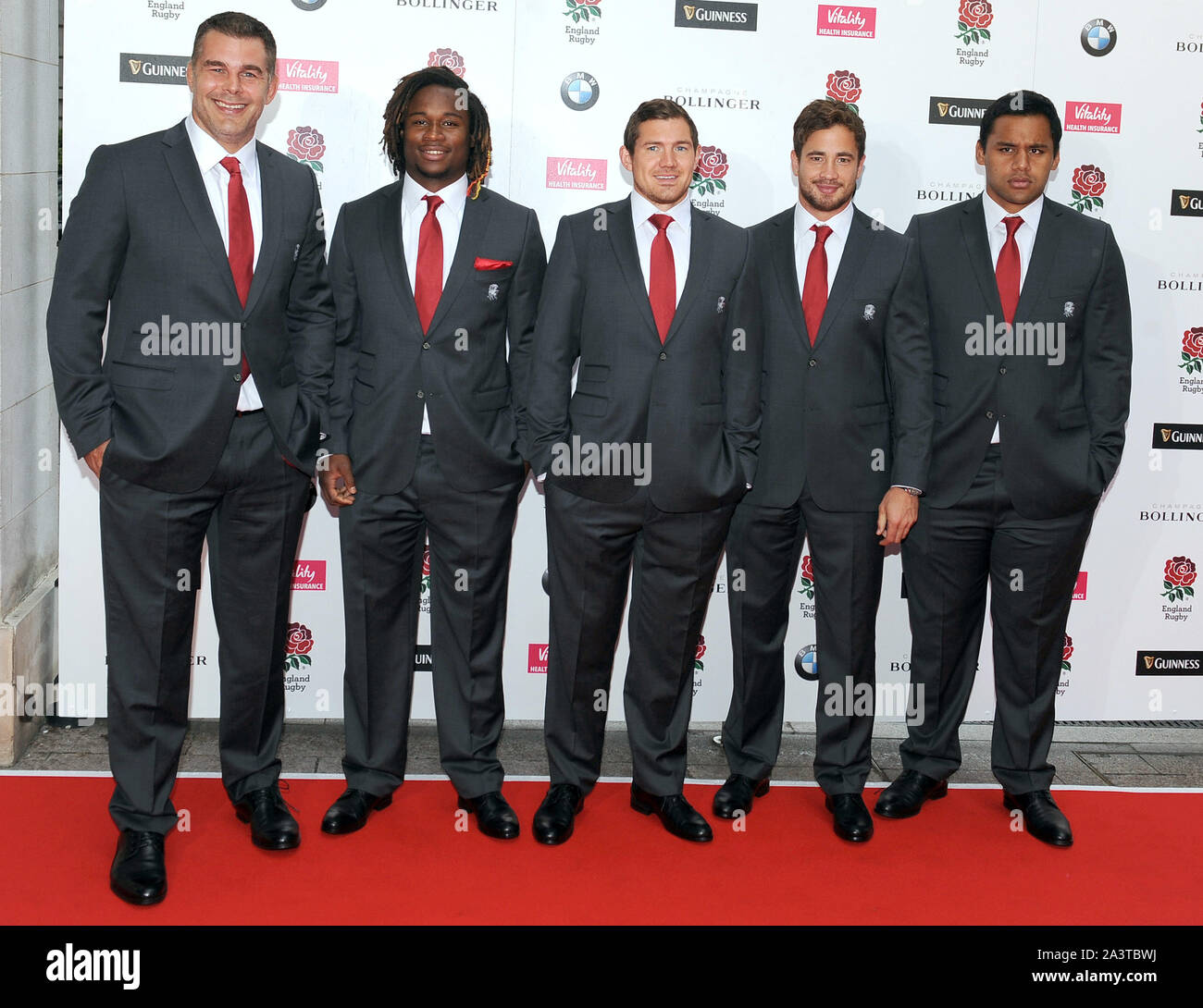 Photo Must Be Credited ©Jeff Spicer/Alpha Press 079852 05/08/2015 England Rugby Team, Nick Easter, Marland Yarde, Alex Goode, Danny Cipriani at the Carry Them Home Rugby Dinner held at Grosvenor House London Stock Photo