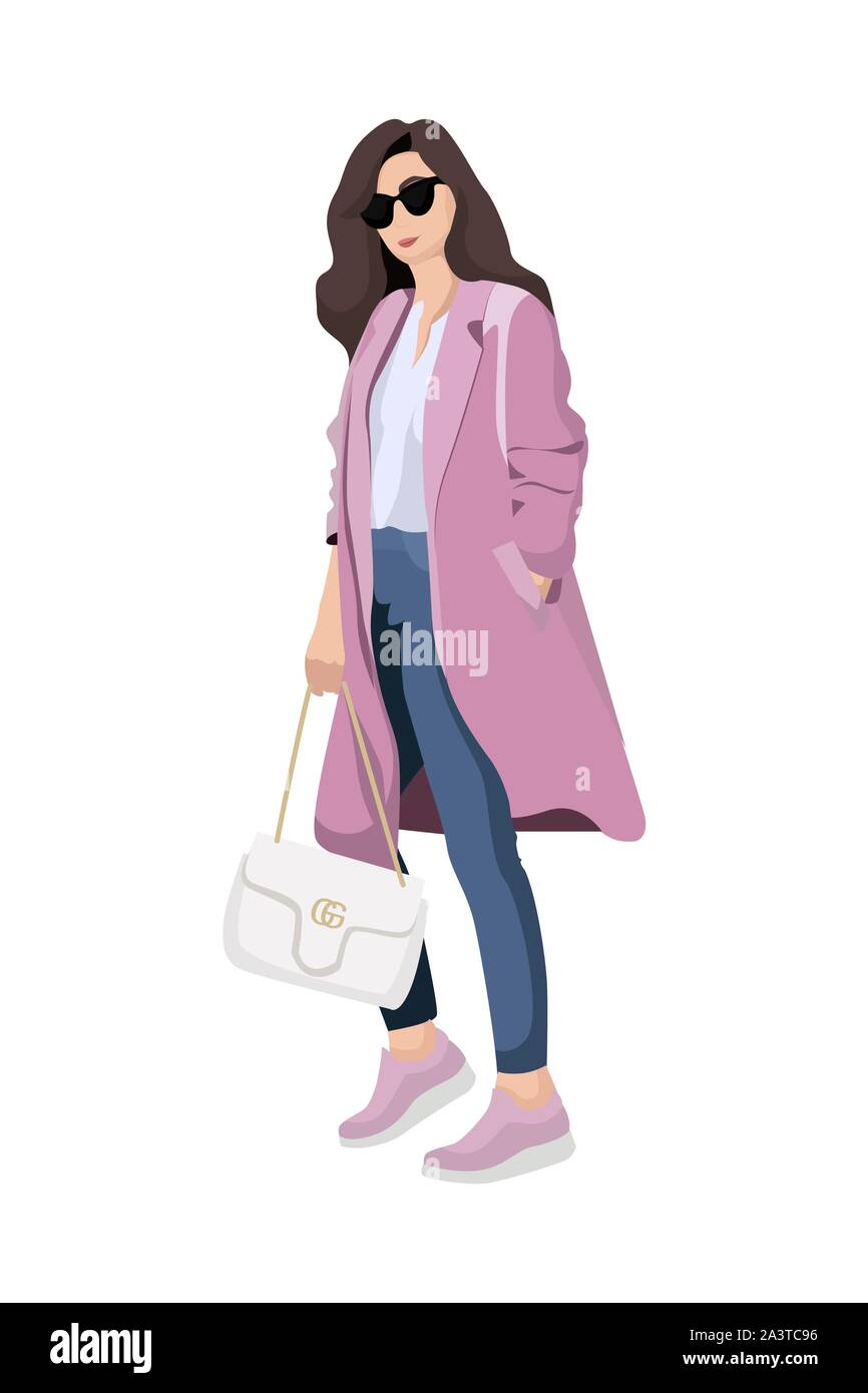 Women dressed in stylish trendy clothes - female fashion illustration Stock  Vector Image & Art - Alamy