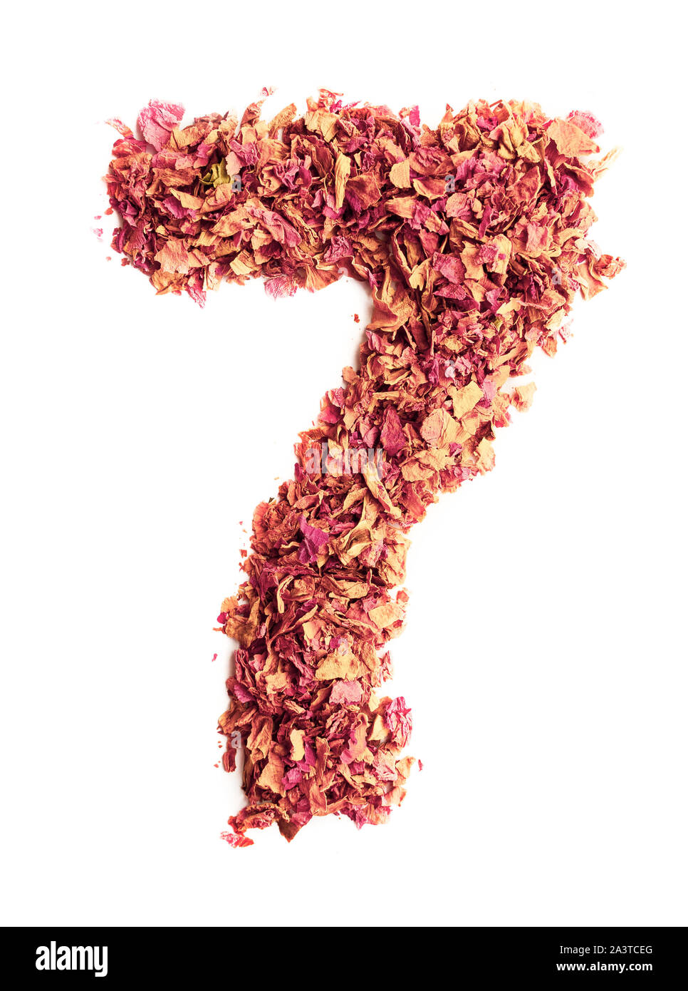 Number 7 Made Of Rose Petals Isolated On White Background Food Typography Design Element Stock Photo Alamy