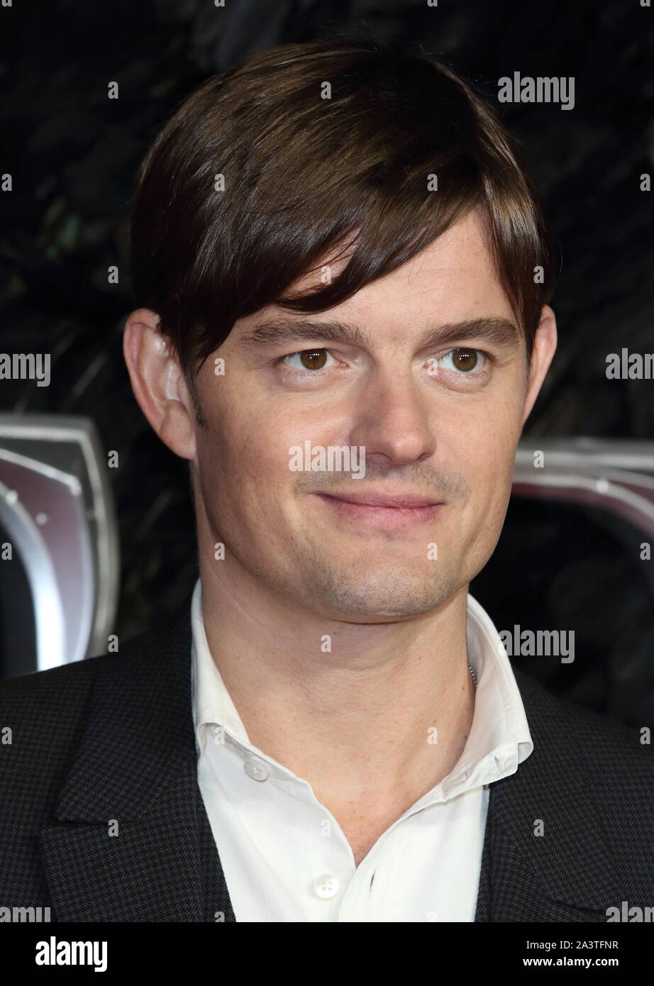 Sam Riley attends the Maleficent: Mistress of Evil European Film Premiere at the Odeon IMAX Waterloo in London. Stock Photo