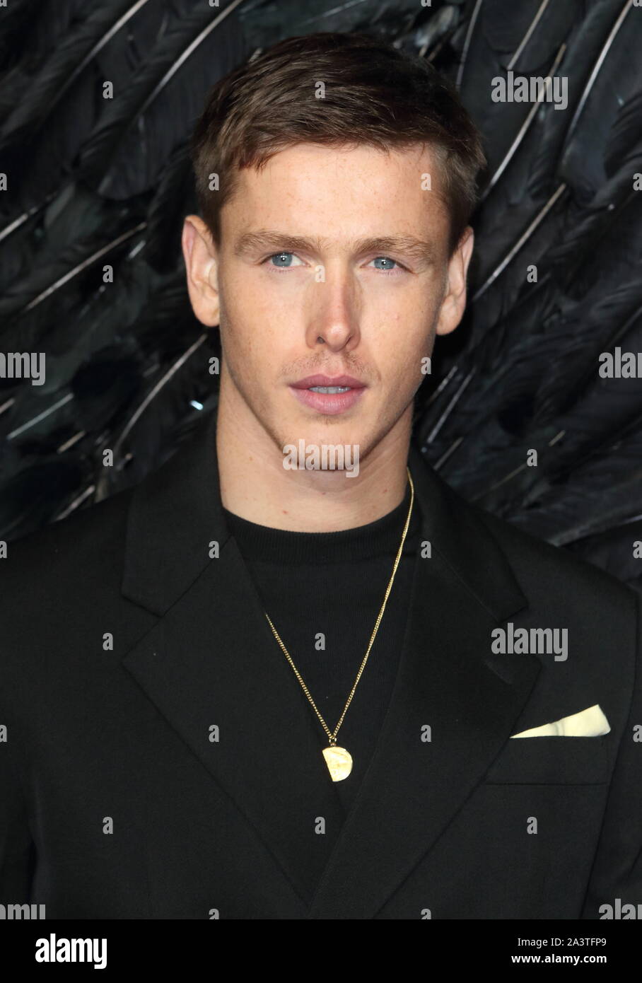 Harris Dickinson attends the Maleficent: Mistress of Evil European Film Premiere at the Odeon IMAX Waterloo in London. Stock Photo