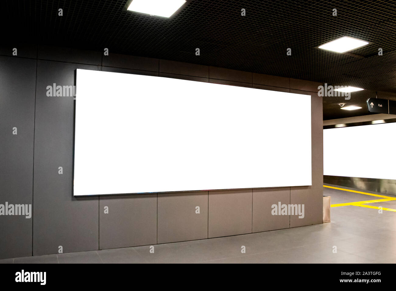 signboard mockup and template empty frame for logo and text on the ...