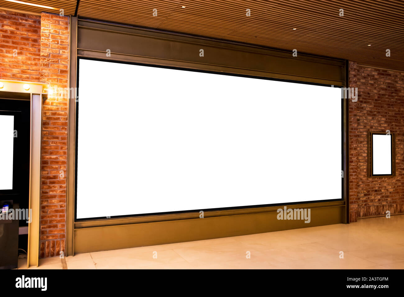signboard mockup and template empty frame for logo and text on the ...
