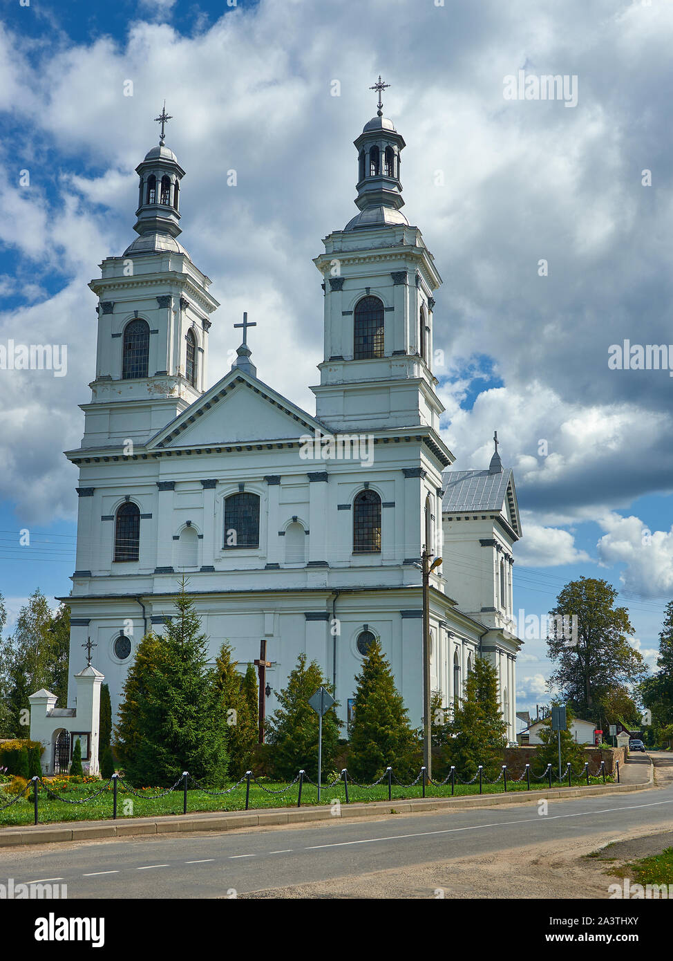 Roman Catholic church of St. Andrew the Apostle  belarus, Lyntupy,  Myadzyel district Stock Photo