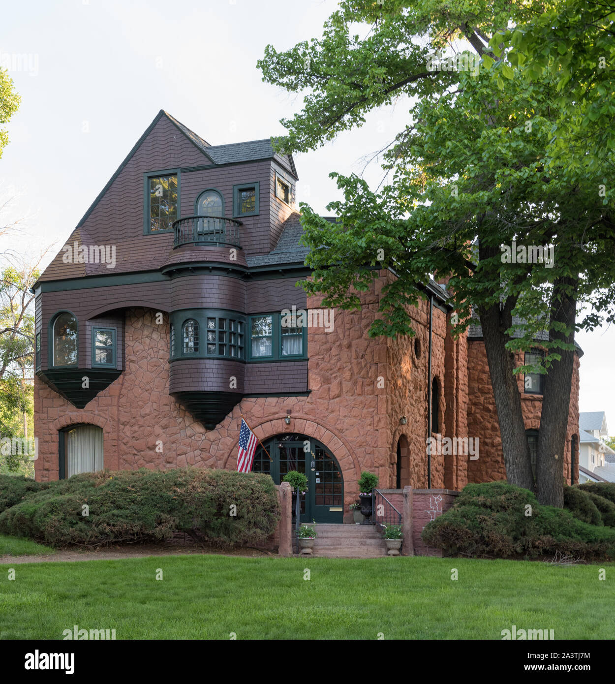 The 1890 Manitou redsandstone Stickney House in Pueblo, Colorado Stock