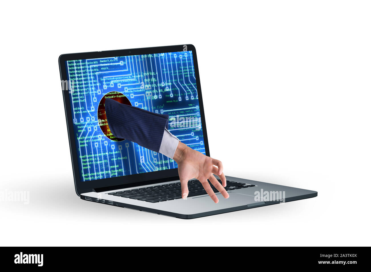 The hacker man trying to steal personal data Stock Photo
