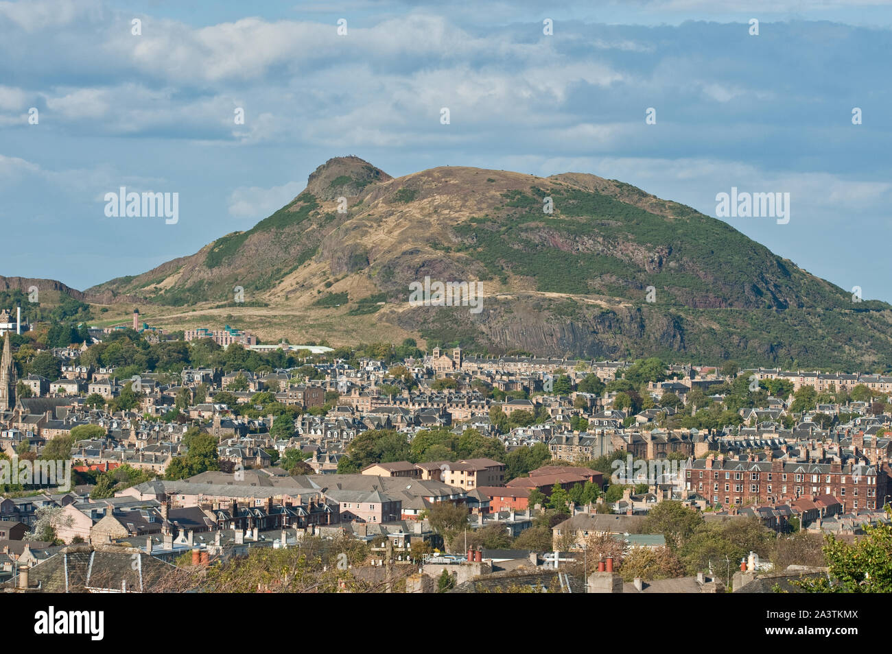 Arthurs Seat and surrounding city suburbs. Edinburgh, Scotland Stock Photo