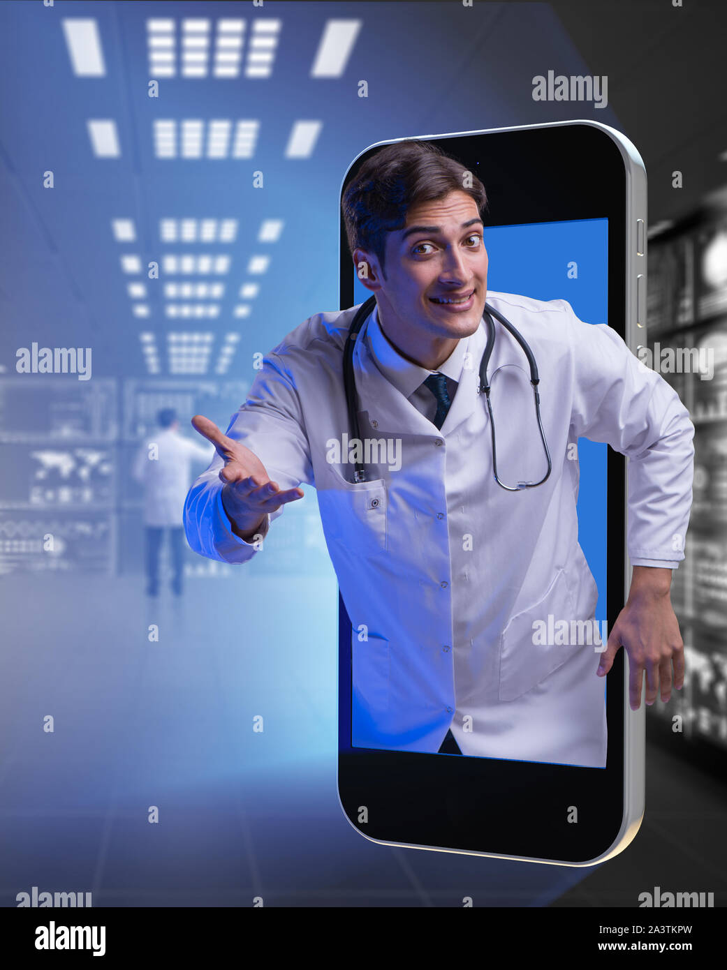 The telemedicine concept with doctor and smartphone Stock Photo - Alamy