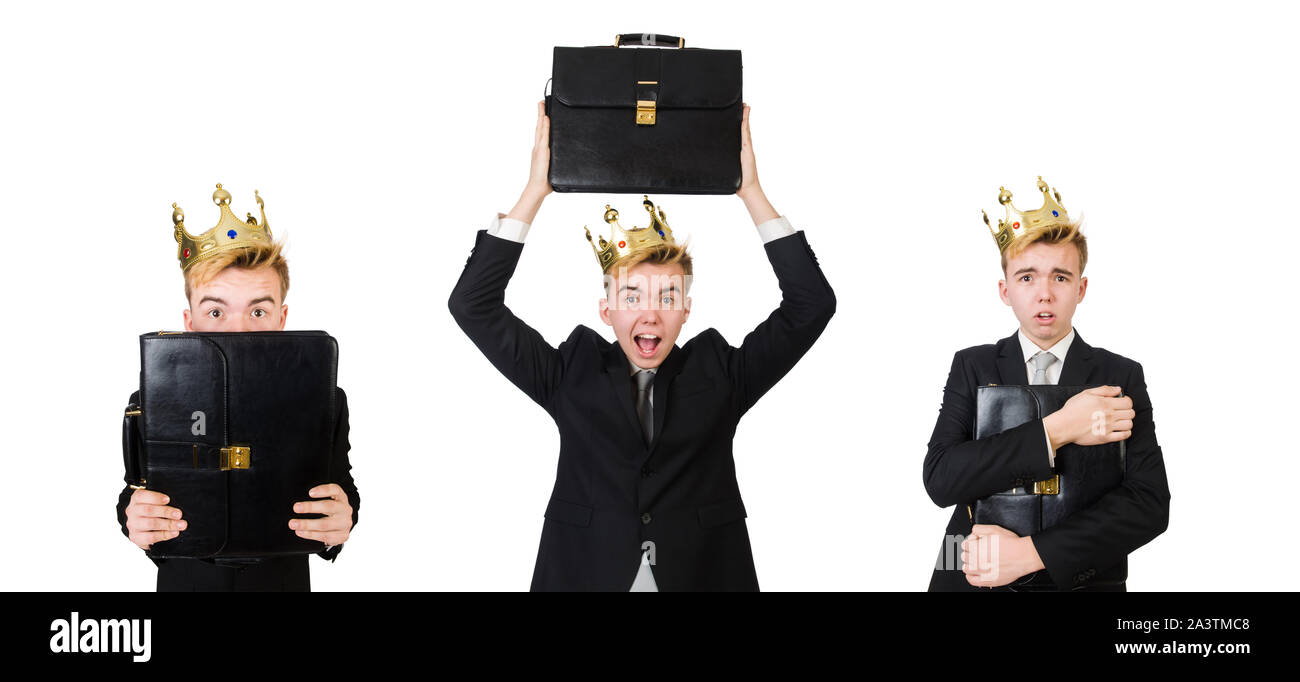 The concept of king businessman with crown Stock Photo
