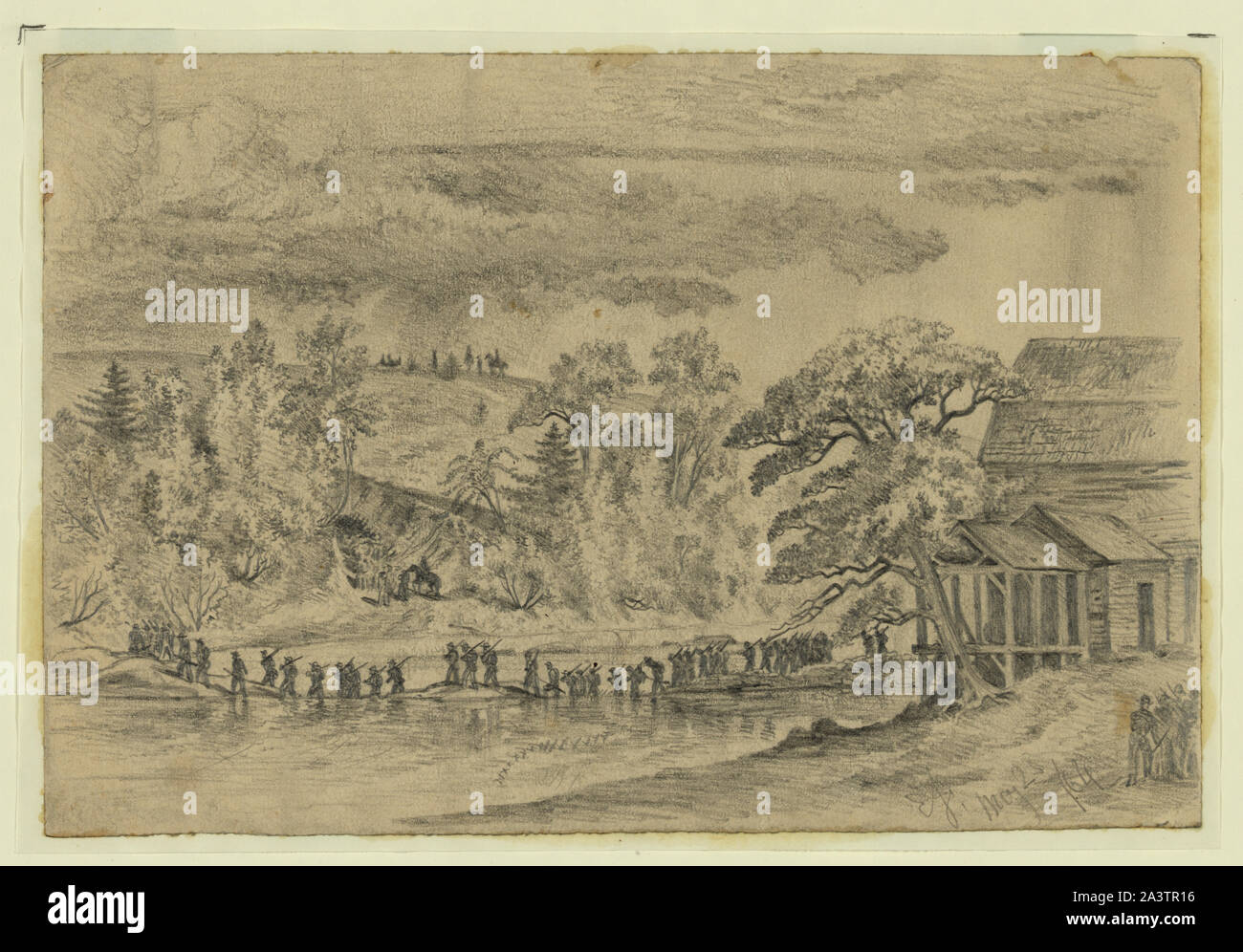The Army of the Potomac (5th Corps) crossing the North Anna, at Jerico Ford Stock Photo