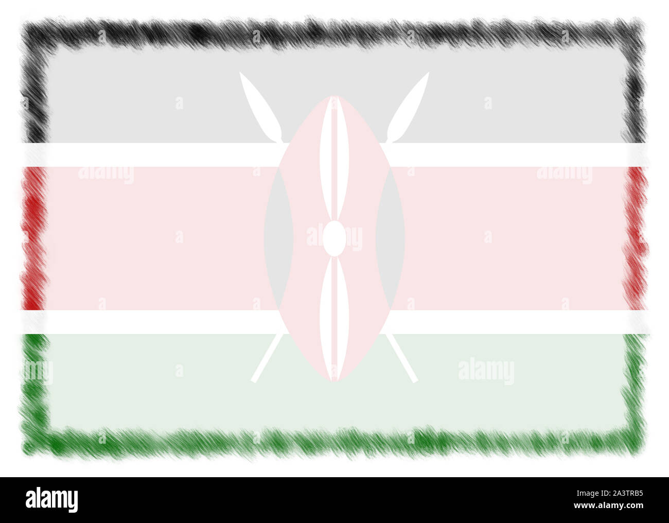 Border made with Kenya national flag. Brush stroke frame. Template