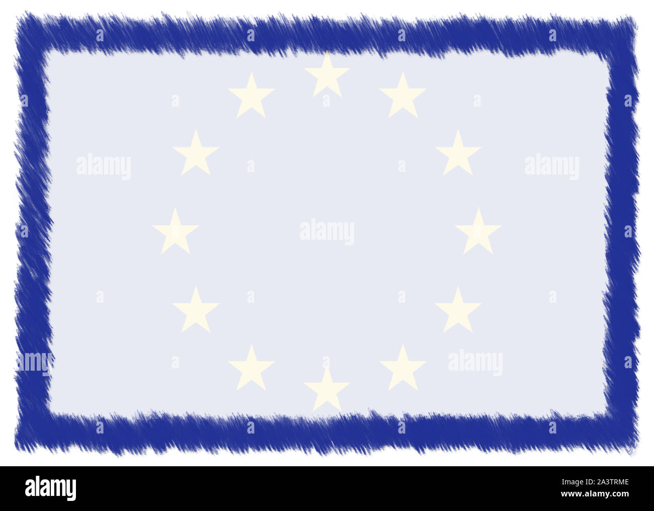 Border made with European Union national flag. Brush stroke frame ...