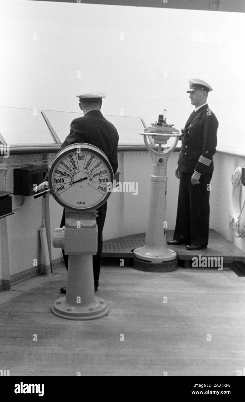 An Deck der Kaiser, Seedienst Ostpreußen, 1934-1939. On board of the Kaiser, Naval Services East Prussia, 1934-1939. Stock Photo