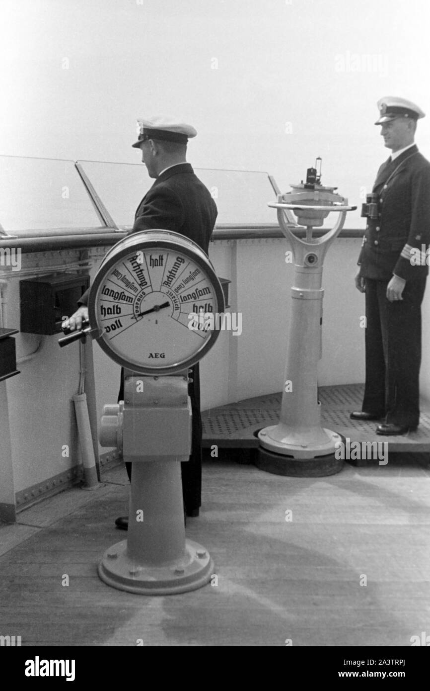 An Deck der Kaiser, Seedienst Ostpreußen, 1934-1939. On board of the Kaiser, Naval Services East Prussia, 1934-1939. Stock Photo