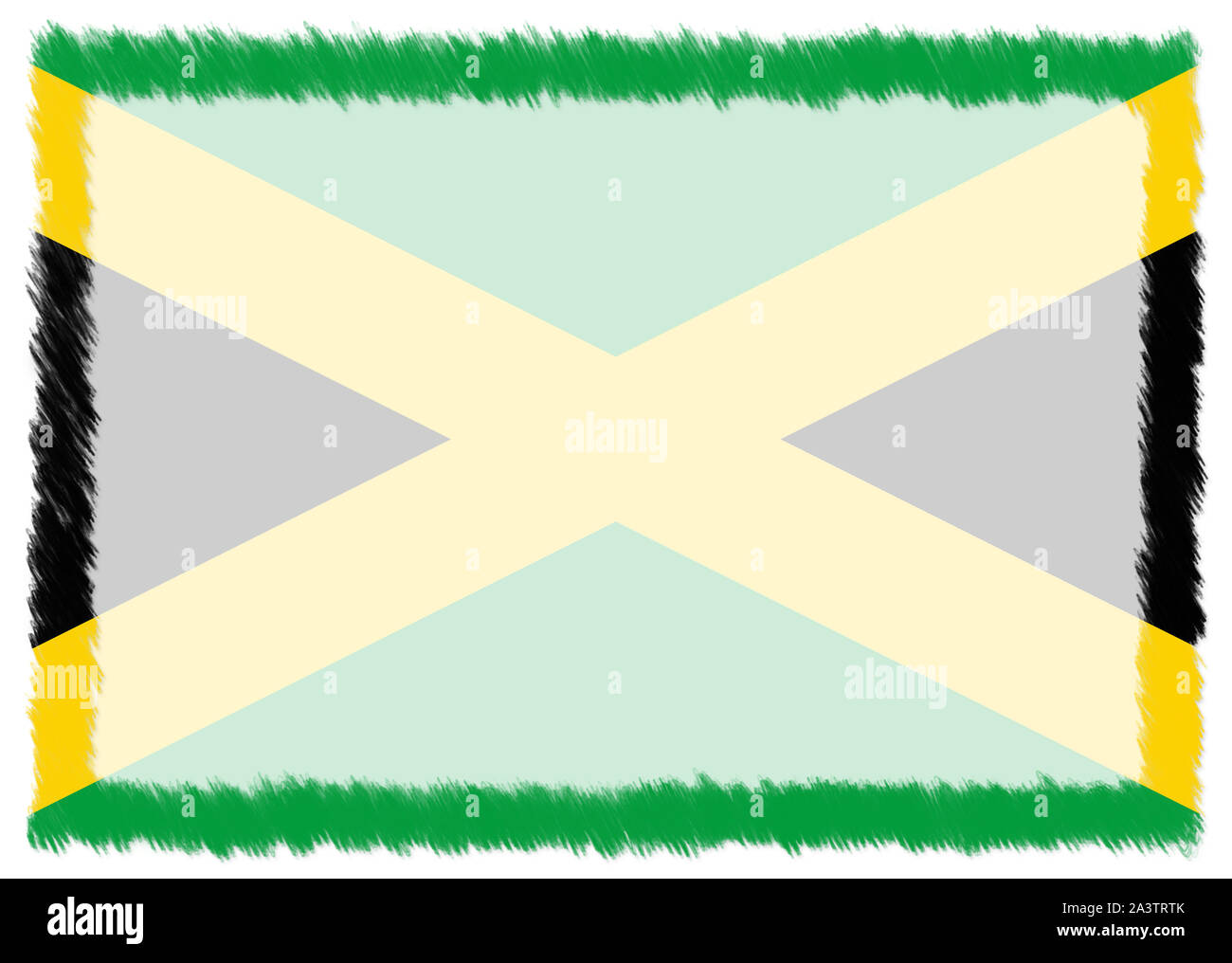 Border made with Jamaica national flag. Brush stroke frame. Template