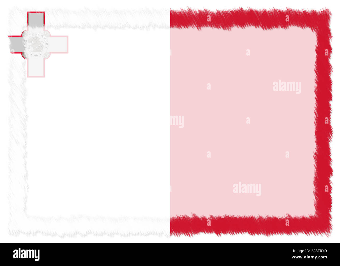 Border made with Malta national flag. Brush stroke frame. Template