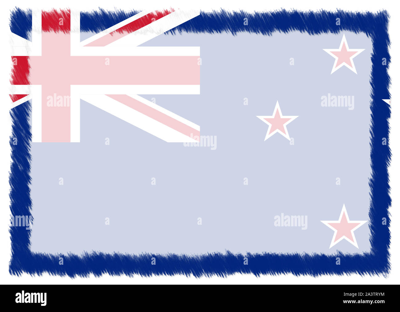 Border made with New Zealand national flag. Brush stroke frame