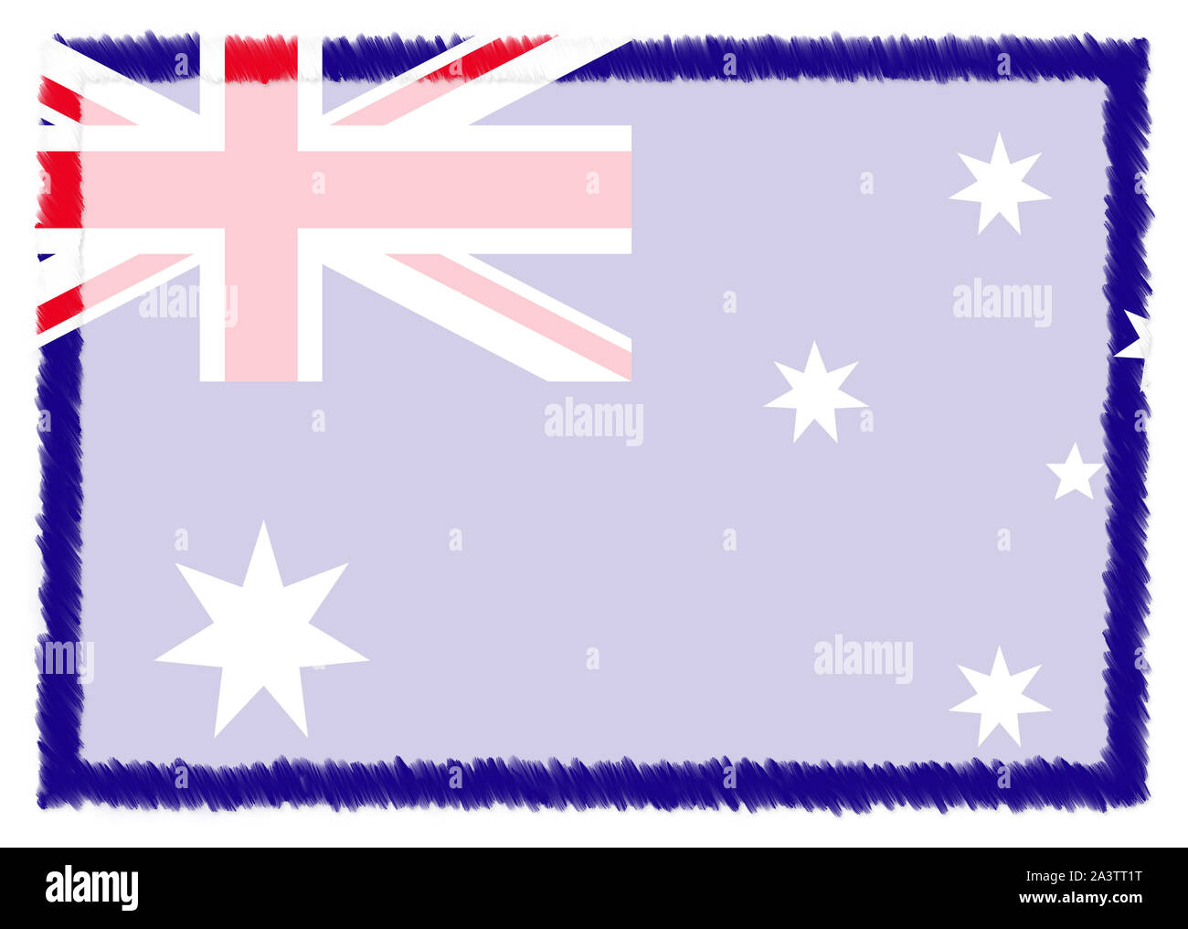 Border made with Australia national flag. Brush stroke frame. Template