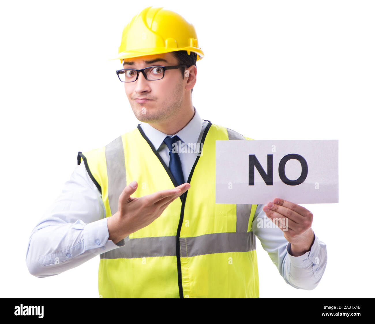 No Supervisor Sign Construction supervisor with no asnwer isolated on white background ...