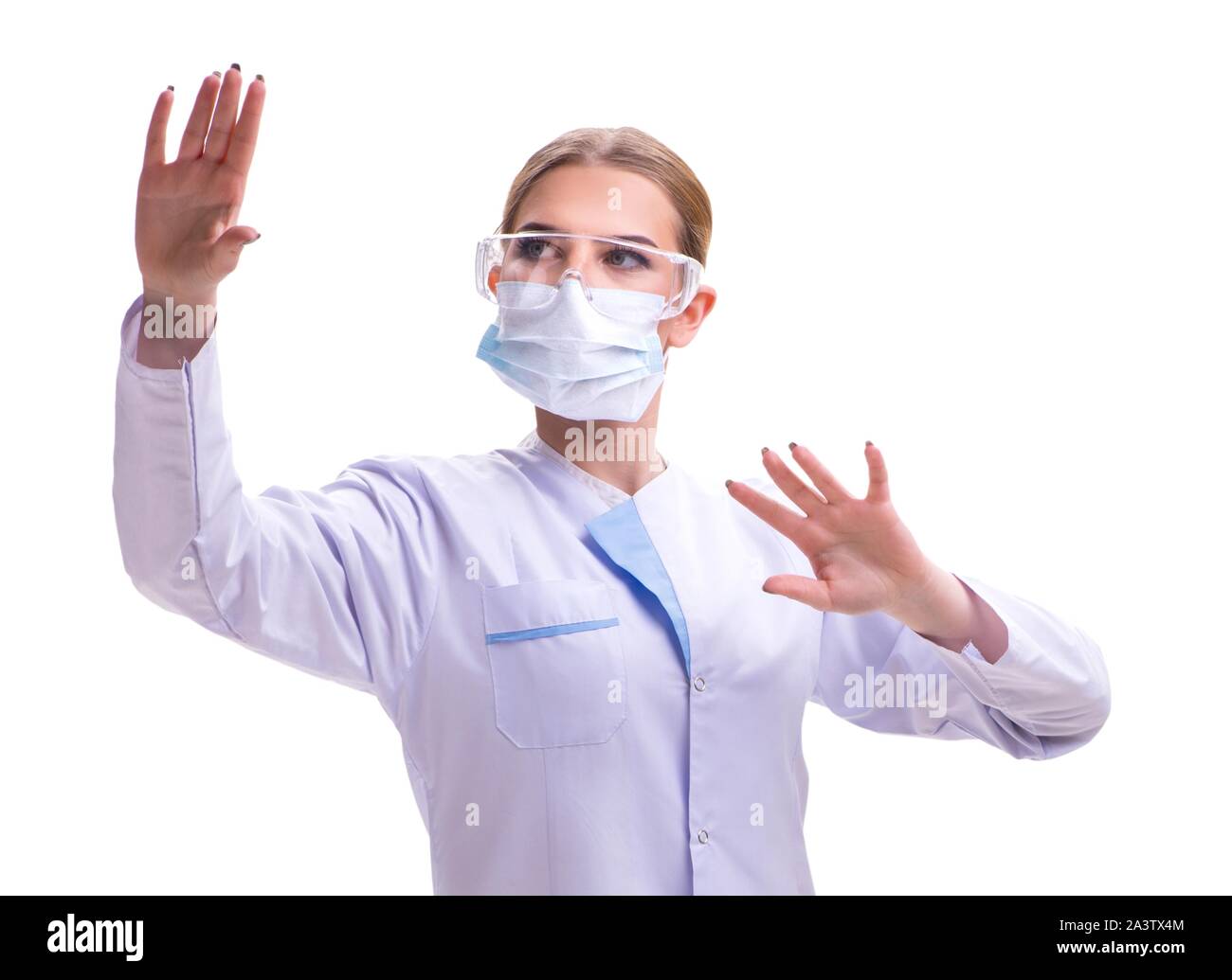 The young woman doctor isolated on white background Stock Photo - Alamy