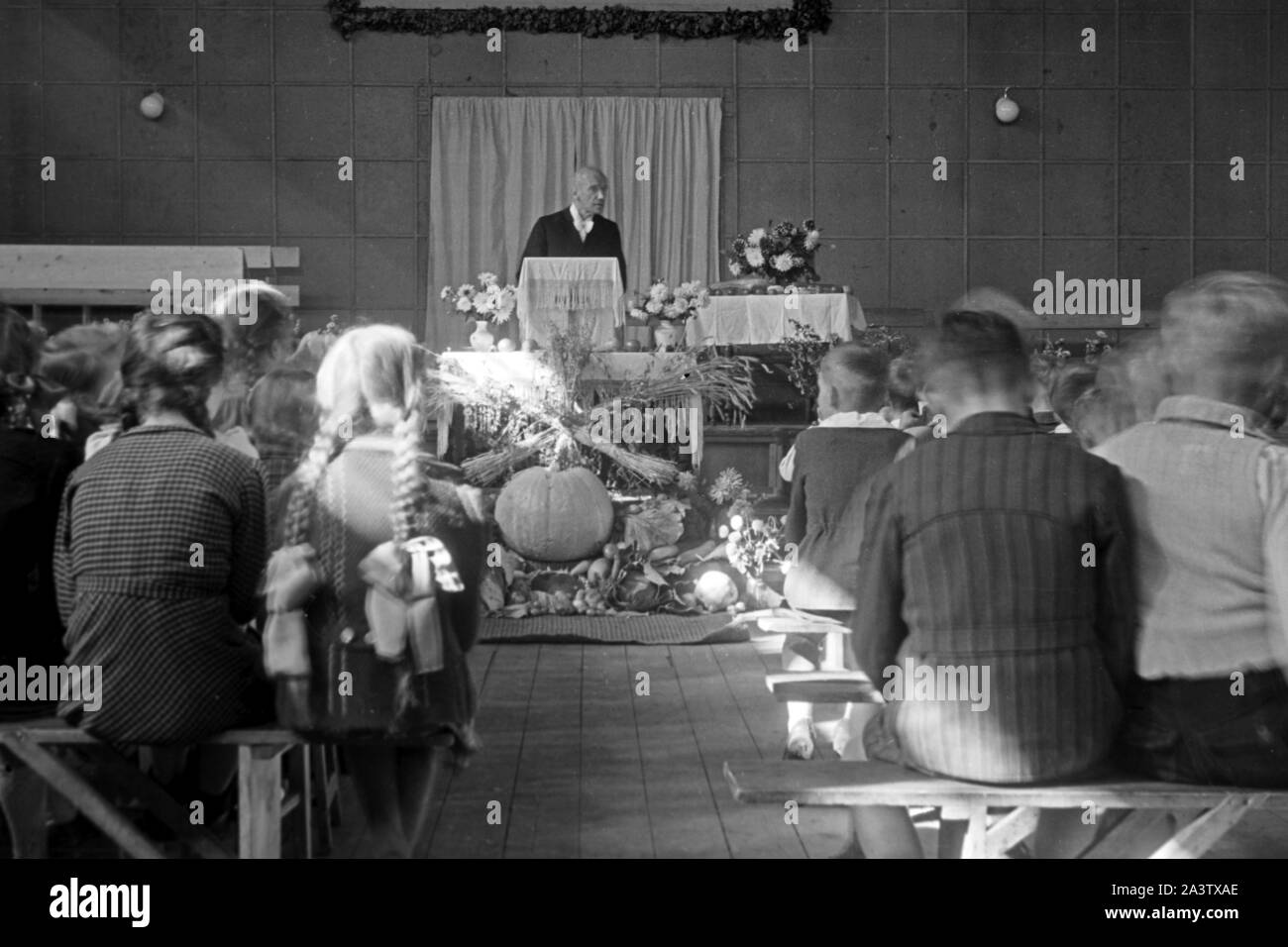 Umsiedlerdorf im Emsland, 1940-50er. Village of evacuees in Ems region, 1940-50s. Stock Photo