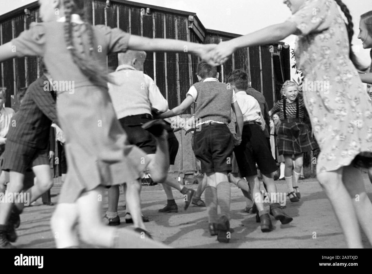 Umsiedlerdorf im Emsland, 1940-50er. Village of evacuees in Ems region, 1940-50s. Stock Photo