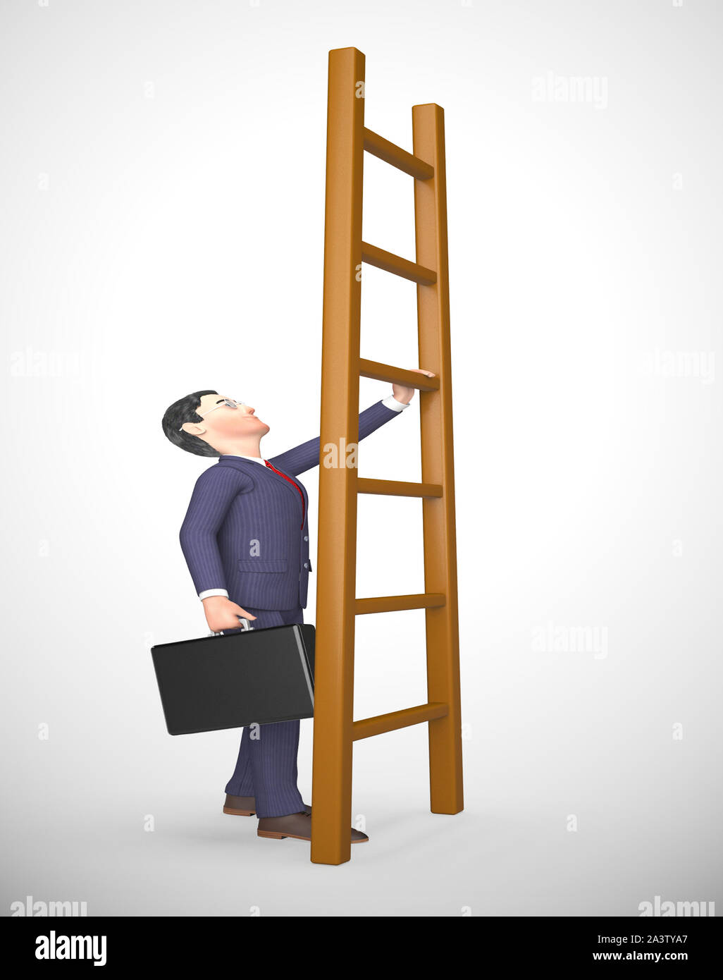 Ladder to success concept icon means ambitious leader desiring goals. Climbing to successful achievement - 3d illustration Stock Photo