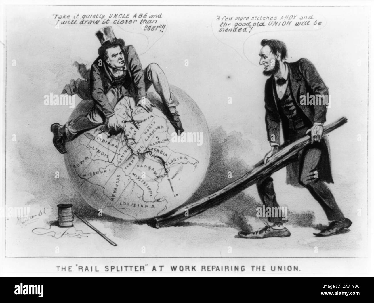 The rail splitter at work repairing the union Stock Photo Alamy