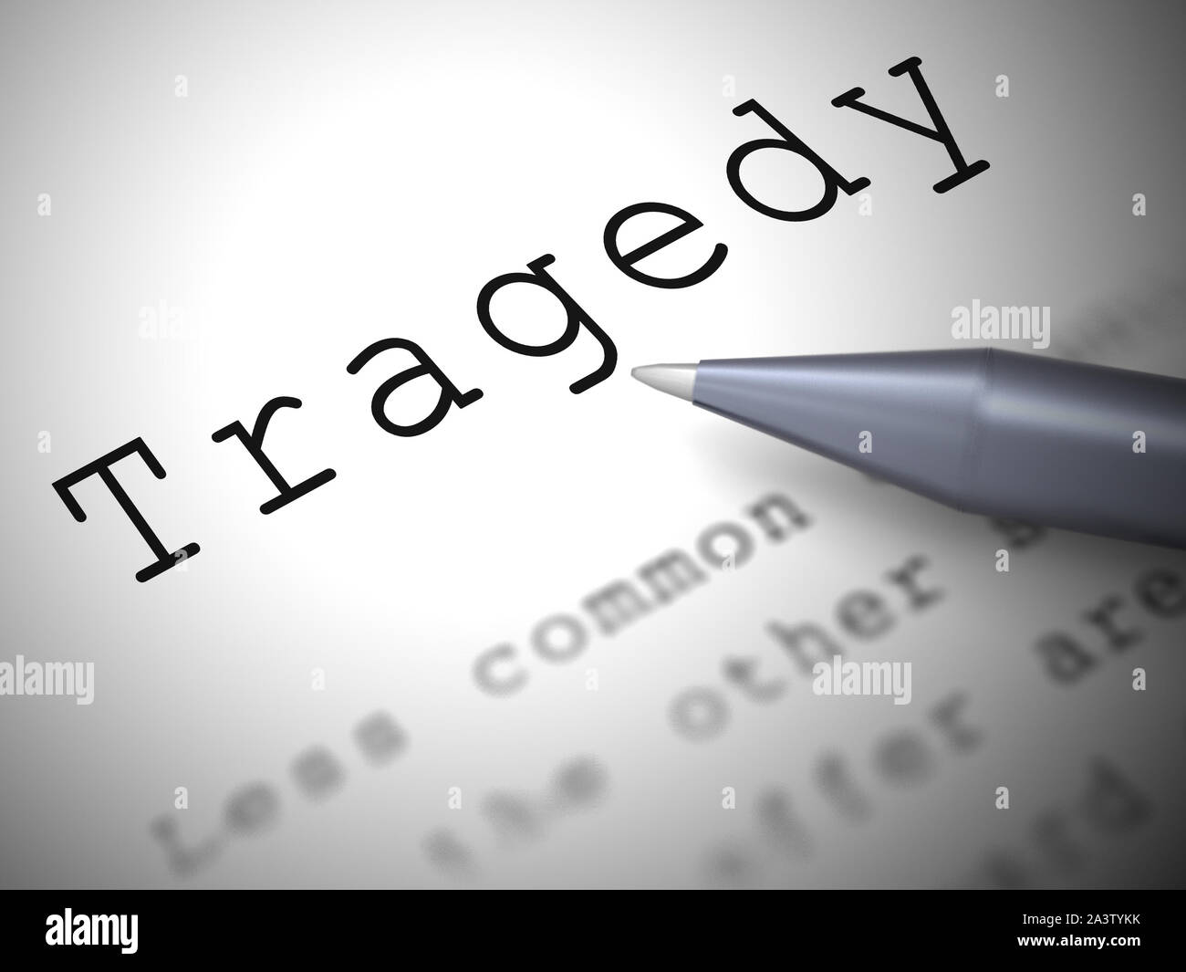 Tragedy concept icon means disaster catastrophe and calamity. Unhappy due to drama and depression - 3d illustration Stock Photo