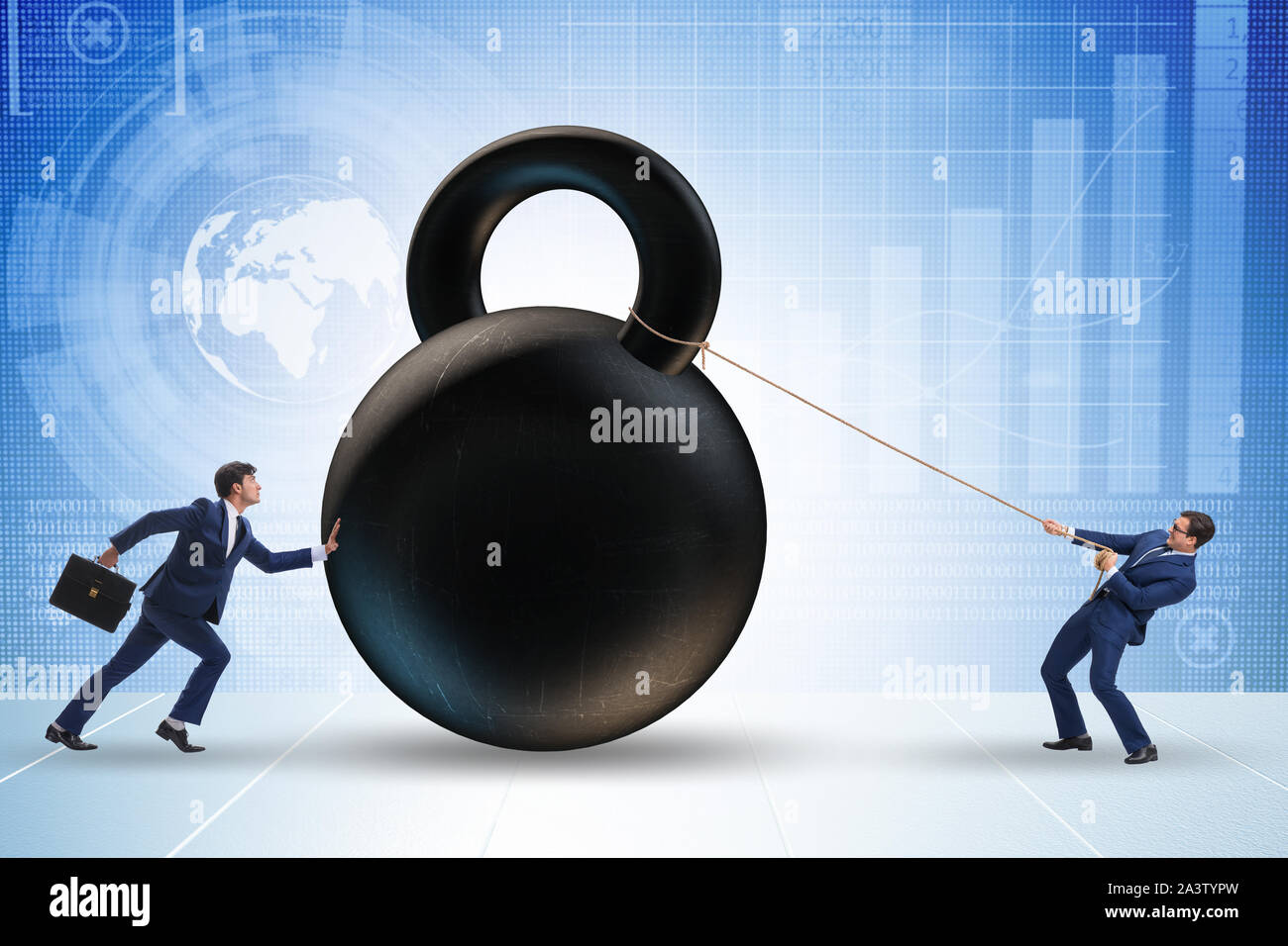 Very Daunting Task The businessmen trying to deal with difficult task Stock Photo - Alamy