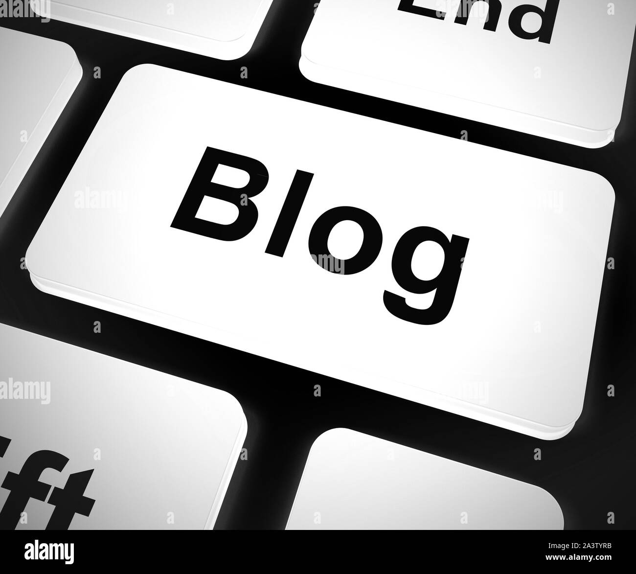 Blog or blogging website icon showing online journals and writing. Weblog journalism for information and help - 3d illustration Stock Photo