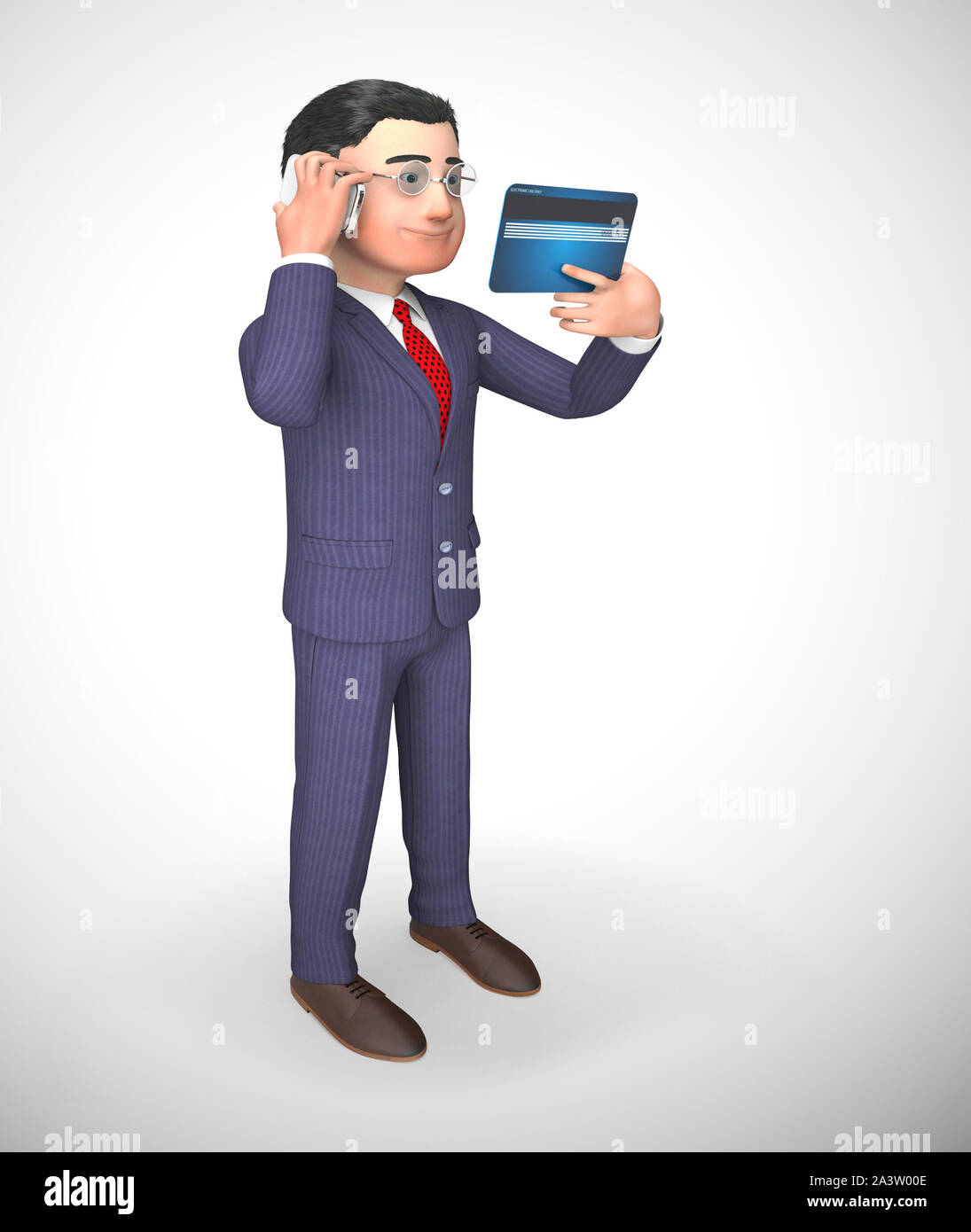Business credit card payments icon shows trade finance. Using plastic for purchases and expenses - 3d illustration Stock Photo